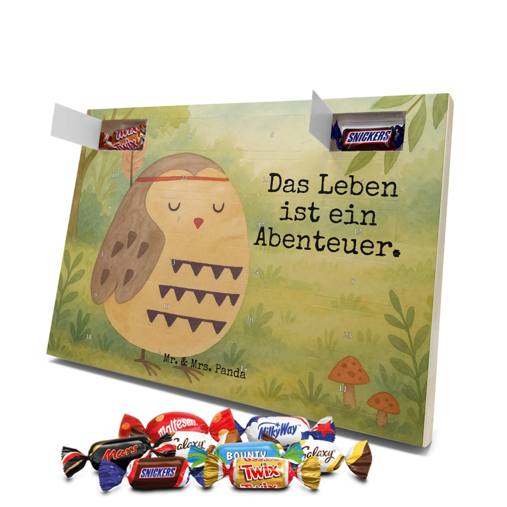 Chocolate advent calendar Owl feather headdress Design gift ideas, birthday present, forest animal, bird, nocturnal, illustrated, romantic gift, owl decor, Beautiful saying, Life is an adventure, Travel saying, Owl decoration, Indian saying, Feather decoration, Decoration