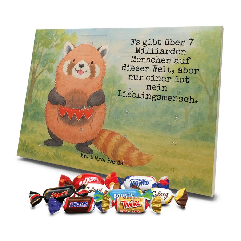 Chocolate advent calendar red panda Design card, gift ideas, gifts, small animals, cute, cute animal motives, hand drawn, funny sayings, good mood, special gifts, animal lover, darling, favourite person, red, heart