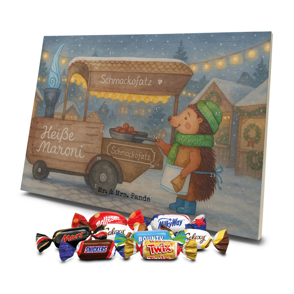 Chocolate advent calendar hedgehog Chestnuts Design Christmas time, snow