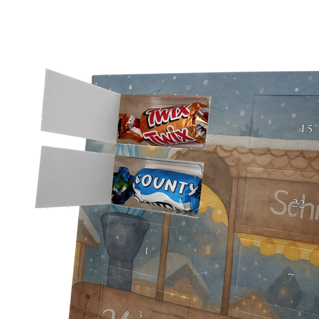 Chocolate advent calendar hedgehog Chestnuts Design Christmas time, snow