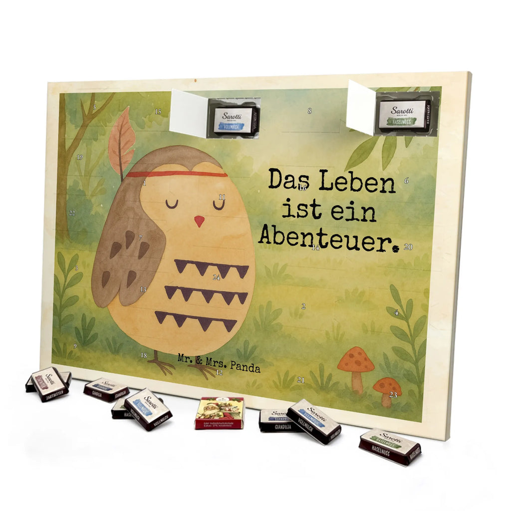 Chocolate advent calendar Owl feather headdress Design gift ideas, birthday present, forest animal, bird, nocturnal, illustrated, romantic gift, owl decor, Beautiful saying, Life is an adventure, Travel saying, Owl decoration, Indian saying, Feather decoration, Decoration