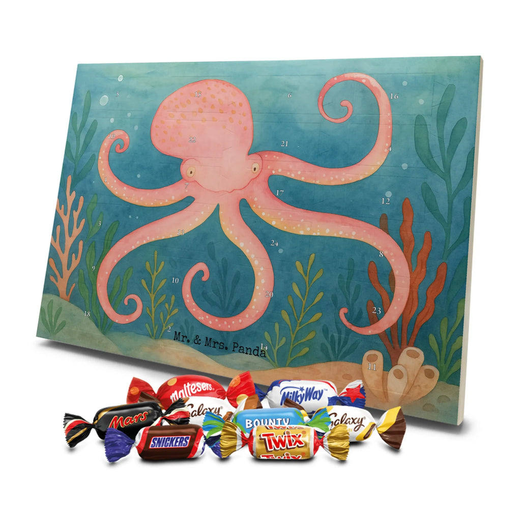 Chocolate advent calendar Squid Design card, gift ideas, gifts, small animals, cute, cute animal motives, hand drawn, funny sayings, good mood, special gifts, animal lover, ocean, water, octopus, arms, sea animal, squid