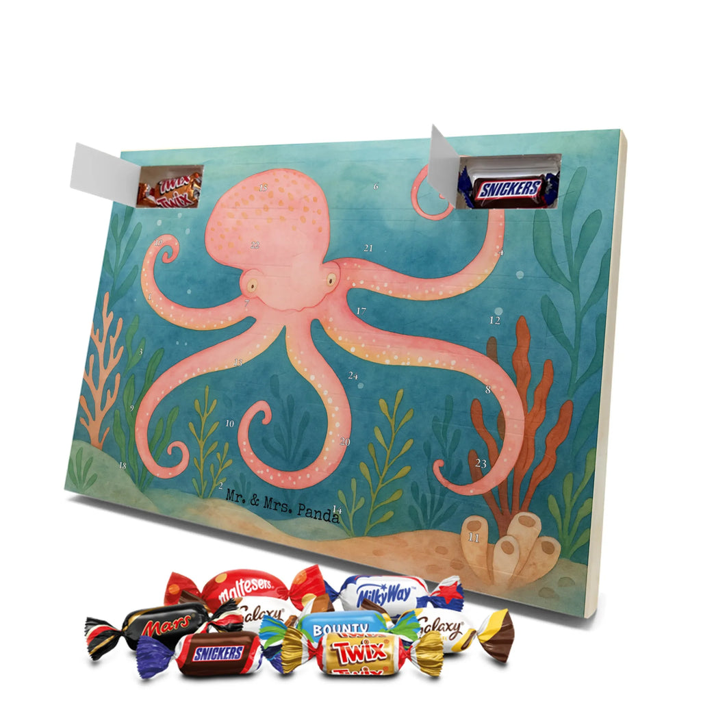 Chocolate advent calendar Squid Design card, gift ideas, gifts, small animals, cute, cute animal motives, hand drawn, funny sayings, good mood, special gifts, animal lover, ocean, water, octopus, arms, sea animal, squid