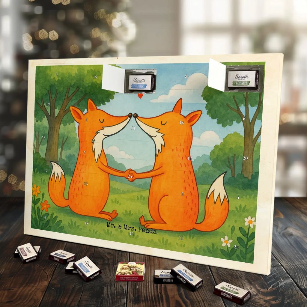 Chocolate advent calendar foxes Love Design animal lover, foxes, forest wildlife, clever as a fox, couple, lovers, proof of love, fiancée, husband, girlfriend, marriage, wife, boyfriend