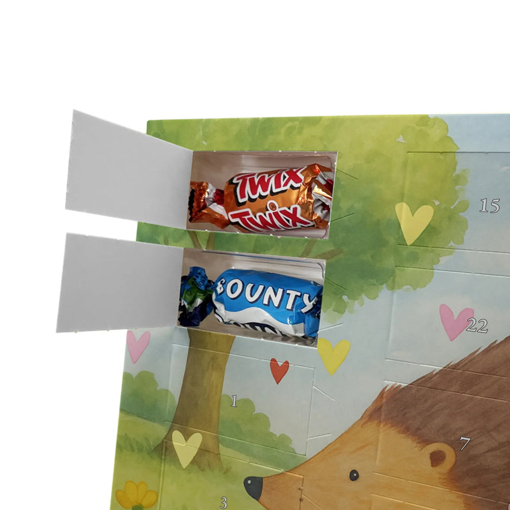 Chocolate advent calendar Hedgehog hearts Design card, gift ideas, gifts, small animals, cute, cute animal motives, hand drawn, funny sayings, good mood, special gifts, animal lover, hearts, trust, kiss, heart