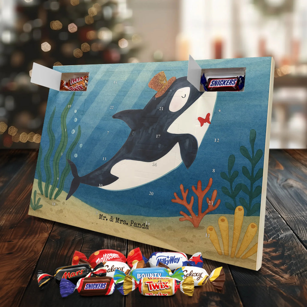 Chocolate advent calendar orca cylinder Design gift ideas, vacation, Seafood, aquatic animals, ocean, shells, corals, reef, whale, narwhal, sea urchin, lobster, platypus, manatee, crocodile, shrimp, gifts for seafood lovers, water world, underwater animals, underwater world, deep sea, seafood fans, seafood decoration, seafood posters, celebration, birthday, feast, confetti, congratulations