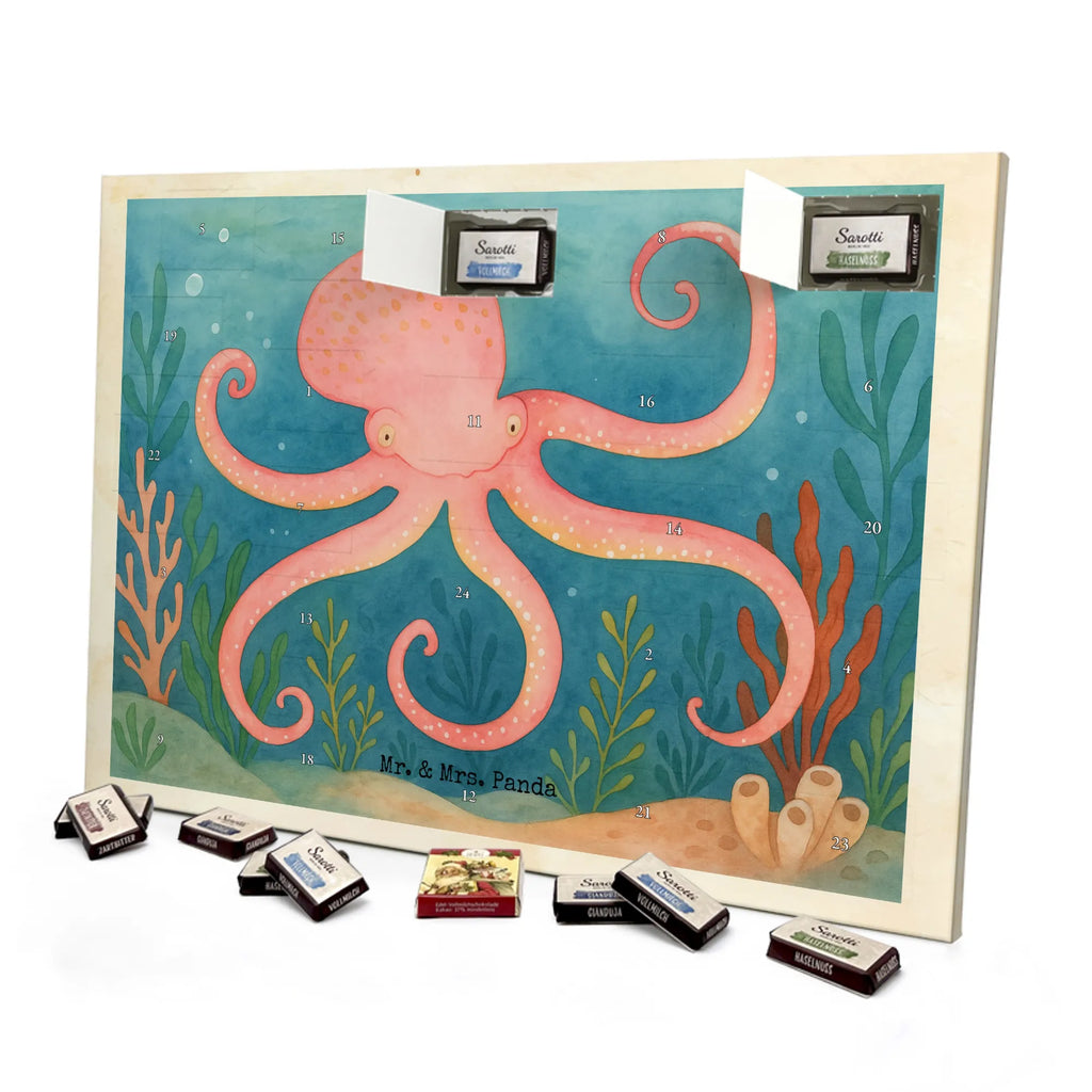 Chocolate advent calendar Squid Design card, gift ideas, gifts, small animals, cute, cute animal motives, hand drawn, funny sayings, good mood, special gifts, animal lover, ocean, water, octopus, arms, sea animal, squid
