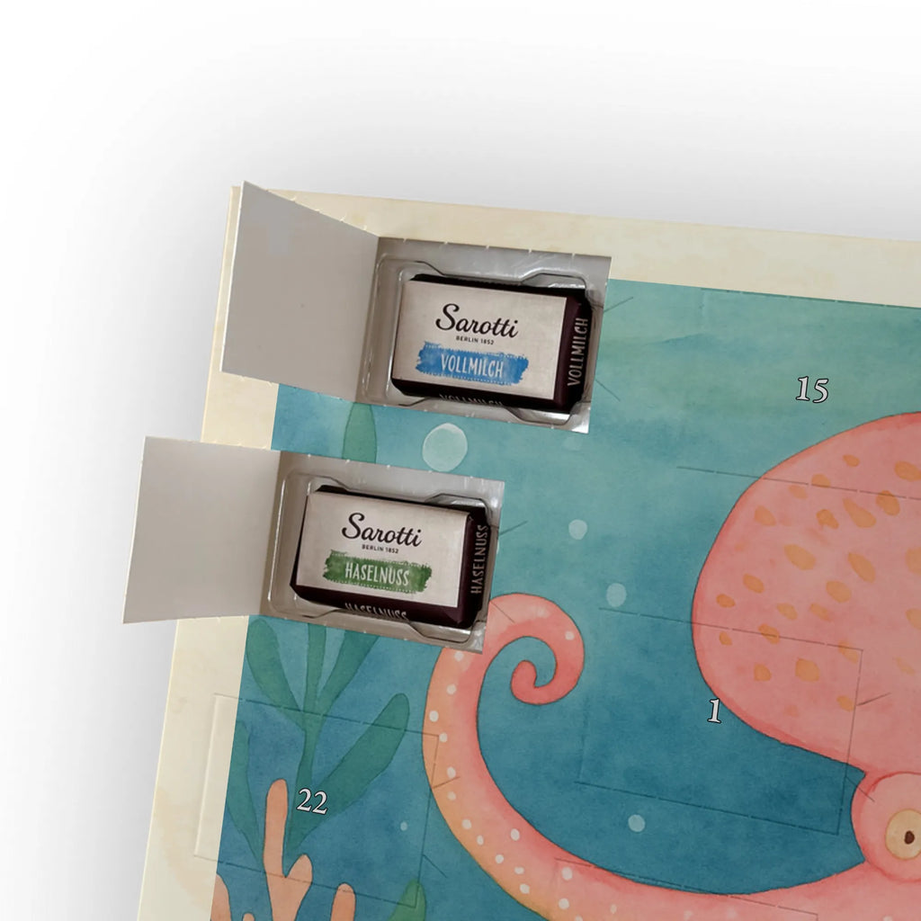 Chocolate advent calendar Squid Design card, gift ideas, gifts, small animals, cute, cute animal motives, hand drawn, funny sayings, good mood, special gifts, animal lover, ocean, water, octopus, arms, sea animal, squid