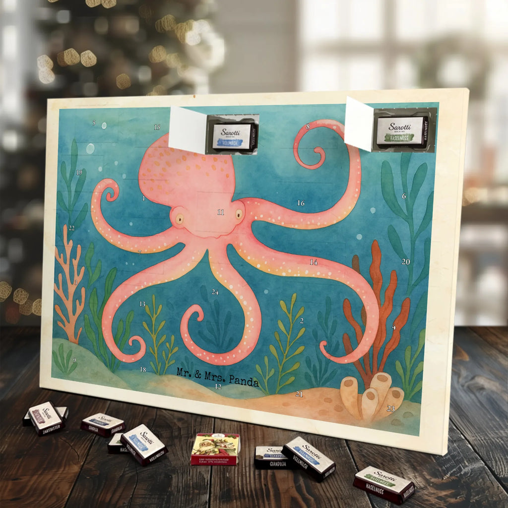 Chocolate advent calendar Squid Design card, gift ideas, gifts, small animals, cute, cute animal motives, hand drawn, funny sayings, good mood, special gifts, animal lover, ocean, water, octopus, arms, sea animal, squid