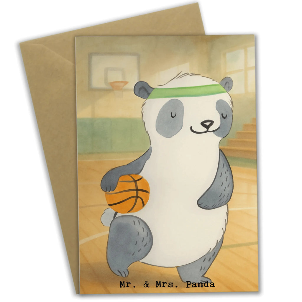 Grußkarte Panda Basketball Design Klappkarte, Hochzeitskarte, Grußkarte, Ansichtskarten, Einladungskarte, Karte, Glückwunschkarte, Geburtstagskarte, Geschenk, Sport, Sportart, Hobby, Schenken, Danke, Dankeschön, Auszeichnung, Gewinn, Sportler, Basketball, Basketballplatz, Basketball Verein, Basketball Verband