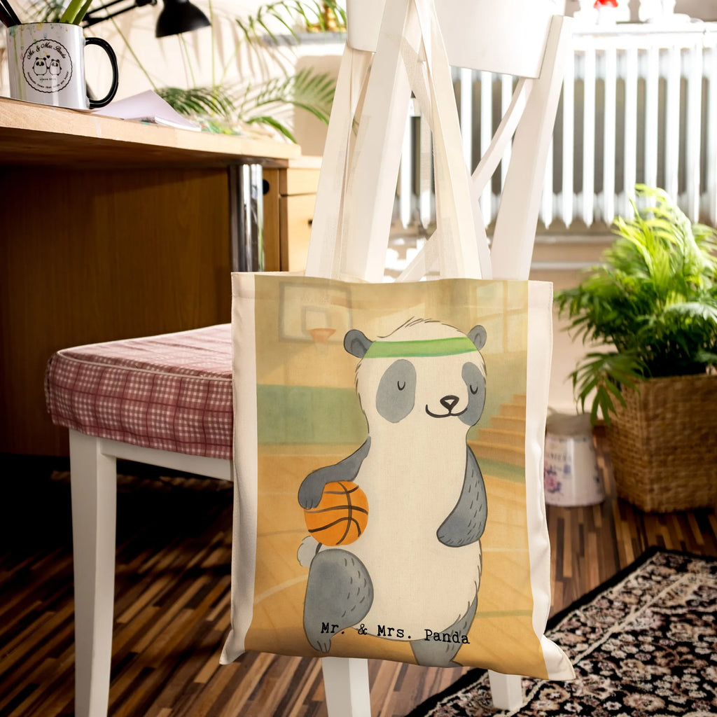 Tragetasche Panda Basketball Design Strandtasche, Jutebeutel, Einkaufstasche, Tragetasche, Stoffbeutel, Badetasche, Stofftasche, Beutel, Einkaufstüte, Schultertasche, Beuteltasche, Laptoptasche, Shopper, Tasche, Jutetasche, Umhängetasche, Geschenk, Sport, Sportart, Hobby, Schenken, Danke, Dankeschön, Auszeichnung, Gewinn, Sportler, Basketballplatz, Basketball, Basketball Verband, Basketball Verein