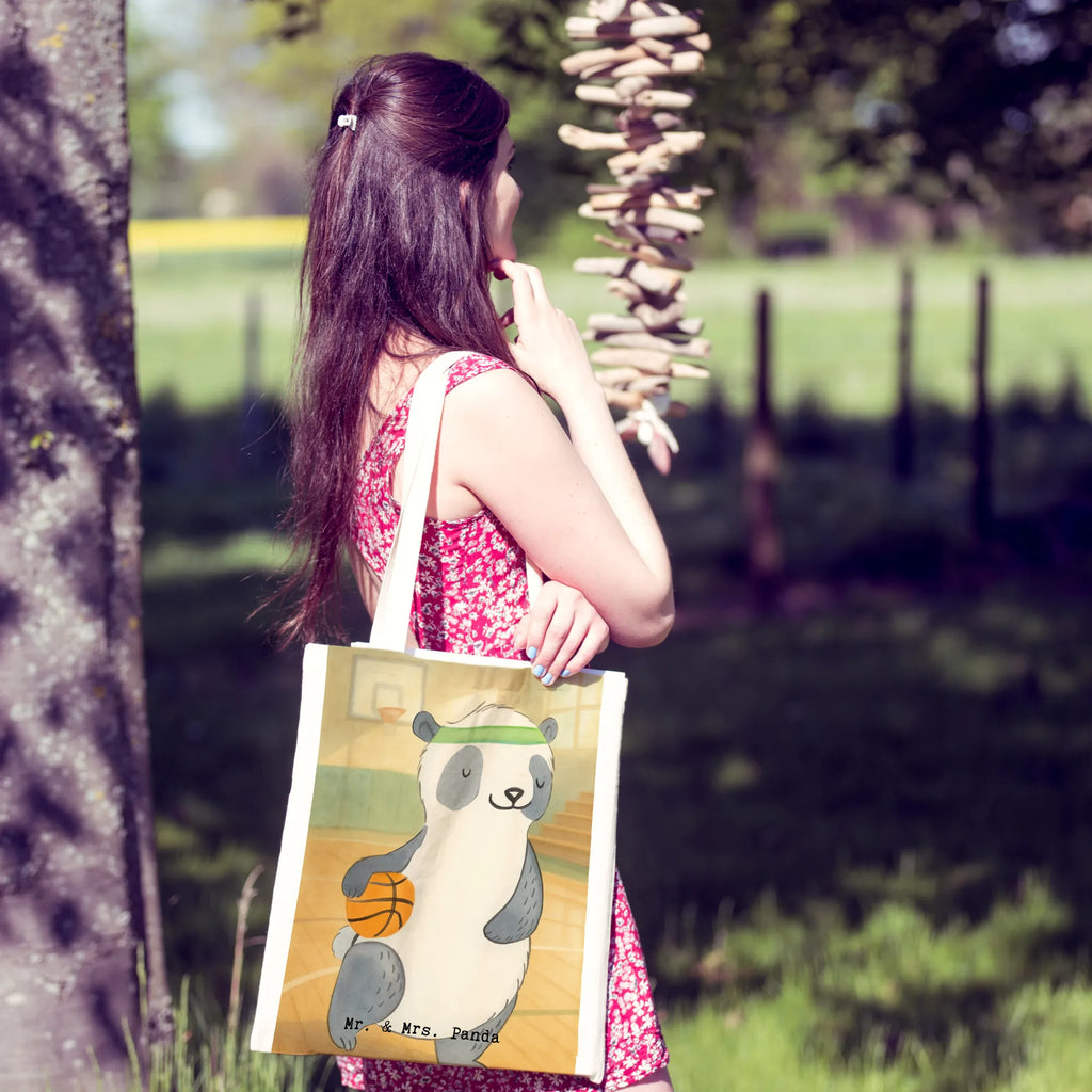 Tragetasche Panda Basketball Design Strandtasche, Jutebeutel, Einkaufstasche, Tragetasche, Stoffbeutel, Badetasche, Stofftasche, Beutel, Einkaufstüte, Schultertasche, Beuteltasche, Laptoptasche, Shopper, Tasche, Jutetasche, Umhängetasche, Geschenk, Sport, Sportart, Hobby, Schenken, Danke, Dankeschön, Auszeichnung, Gewinn, Sportler, Basketballplatz, Basketball, Basketball Verband, Basketball Verein
