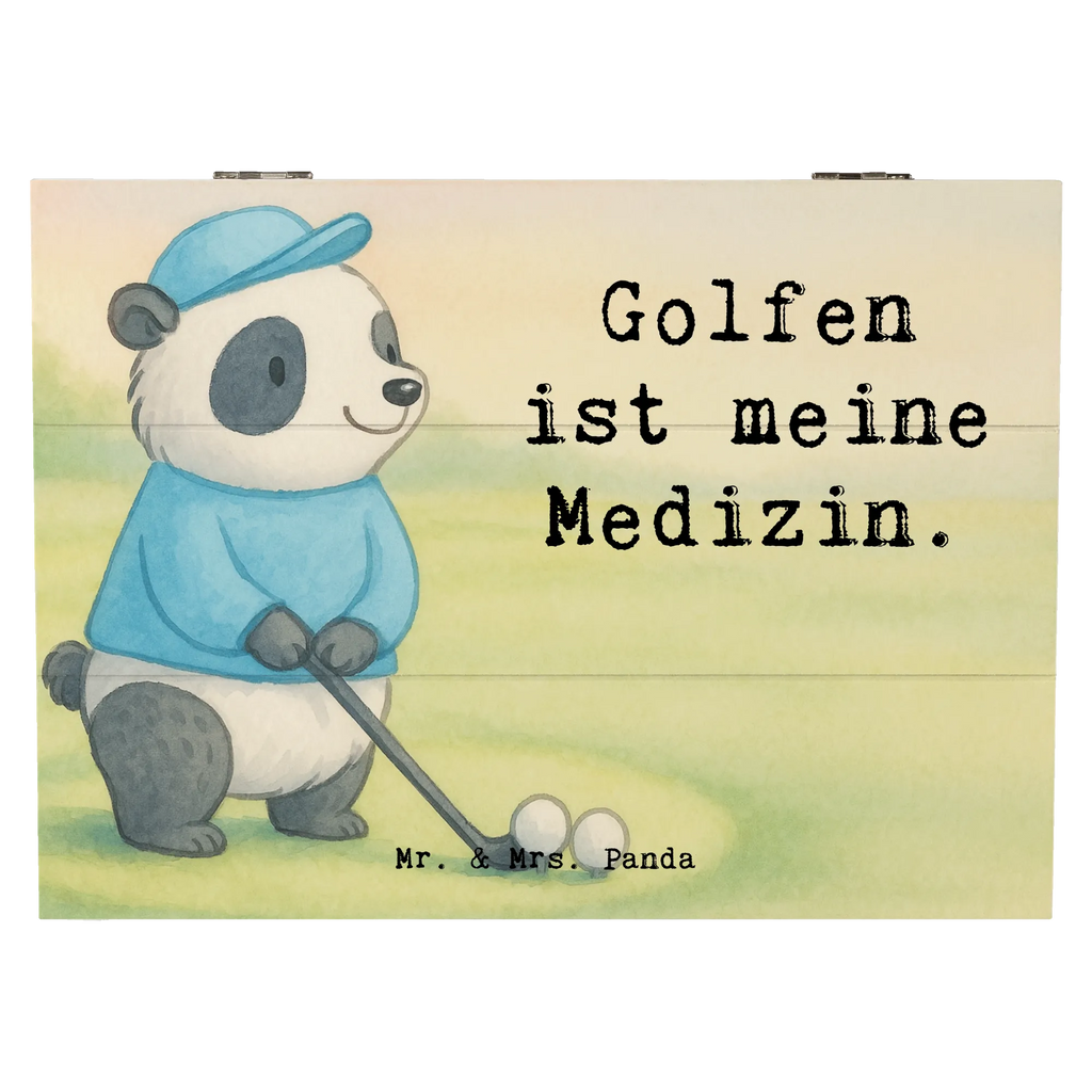 Holzkiste Panda Golfen Design Geschenkbox, Erinnerungskiste, XXL, Geschenkdose, Dekokiste, Kiste, Truhe, Aufbewahrungsbox, Schatulle, Schatzkiste, Erinnerungsbox, Holzkiste, Geschenk, Sport, Sportart, Hobby, Schenken, Danke, Dankeschön, Auszeichnung, Gewinn, Sportler, Golf spielen, Golfturnier, Golf Verein, Golfplatz, Golfen