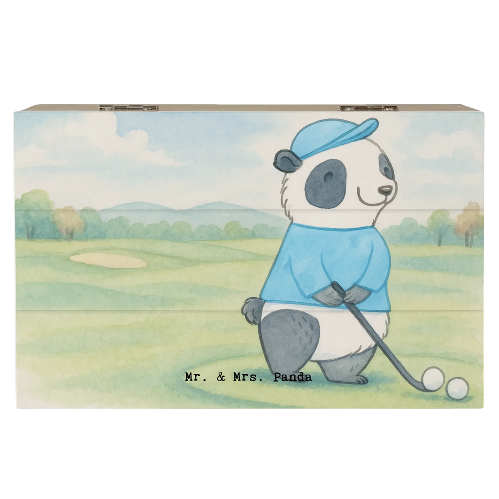Holzkiste Panda Golfen Design Geschenkbox, Erinnerungskiste, XXL, Geschenkdose, Dekokiste, Kiste, Truhe, Aufbewahrungsbox, Schatulle, Schatzkiste, Erinnerungsbox, Holzkiste, Geschenk, Sport, Sportart, Hobby, Schenken, Danke, Dankeschön, Auszeichnung, Gewinn, Sportler, Golf spielen, Golfturnier, Golf Verein, Golfplatz, Golfen