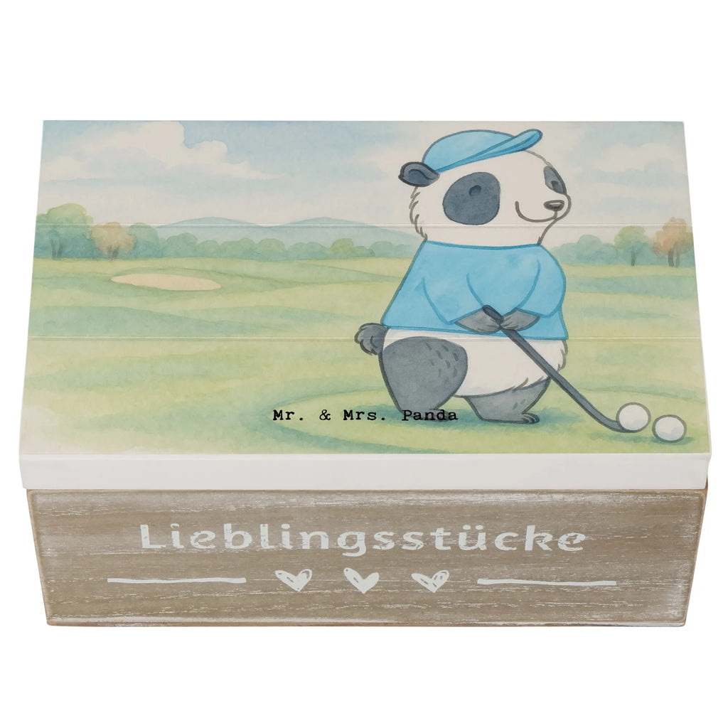 Holzkiste Panda Golfen Design Geschenkbox, Erinnerungskiste, XXL, Geschenkdose, Dekokiste, Kiste, Truhe, Aufbewahrungsbox, Schatulle, Schatzkiste, Erinnerungsbox, Holzkiste, Geschenk, Sport, Sportart, Hobby, Schenken, Danke, Dankeschön, Auszeichnung, Gewinn, Sportler, Golf spielen, Golfturnier, Golf Verein, Golfplatz, Golfen