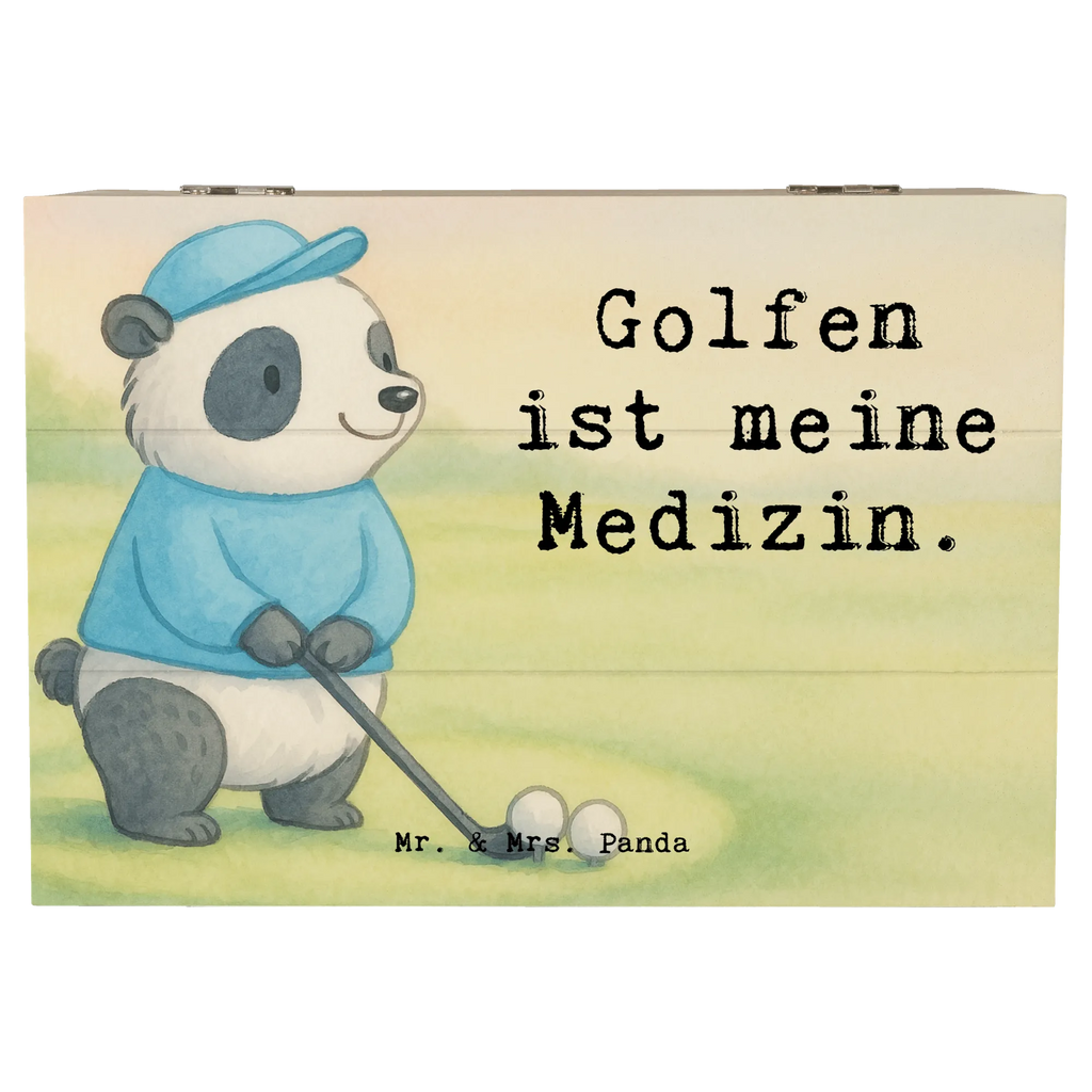 Holzkiste Panda Golfen Design Geschenkbox, Erinnerungskiste, XXL, Geschenkdose, Dekokiste, Kiste, Truhe, Aufbewahrungsbox, Schatulle, Schatzkiste, Erinnerungsbox, Holzkiste, Geschenk, Sport, Sportart, Hobby, Schenken, Danke, Dankeschön, Auszeichnung, Gewinn, Sportler, Golf spielen, Golfturnier, Golf Verein, Golfplatz, Golfen