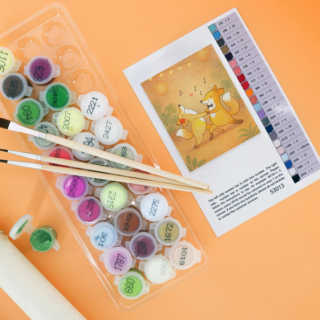 Malen nach Zahlen Füchse Salsa tanzen Design Ausmalbild, Malen nach Zahlen, Malen, Baseln, DIY, Kreativität, Künstler, Kunstwerk, Bastelidee, Geschenk, Sport, Sportart, Hobby, Schenken, Danke, Dankeschön, Auszeichnung, Gewinn, Sportler, Tanzen, Tanzkurs, Tanzschule, Salsa tanzen