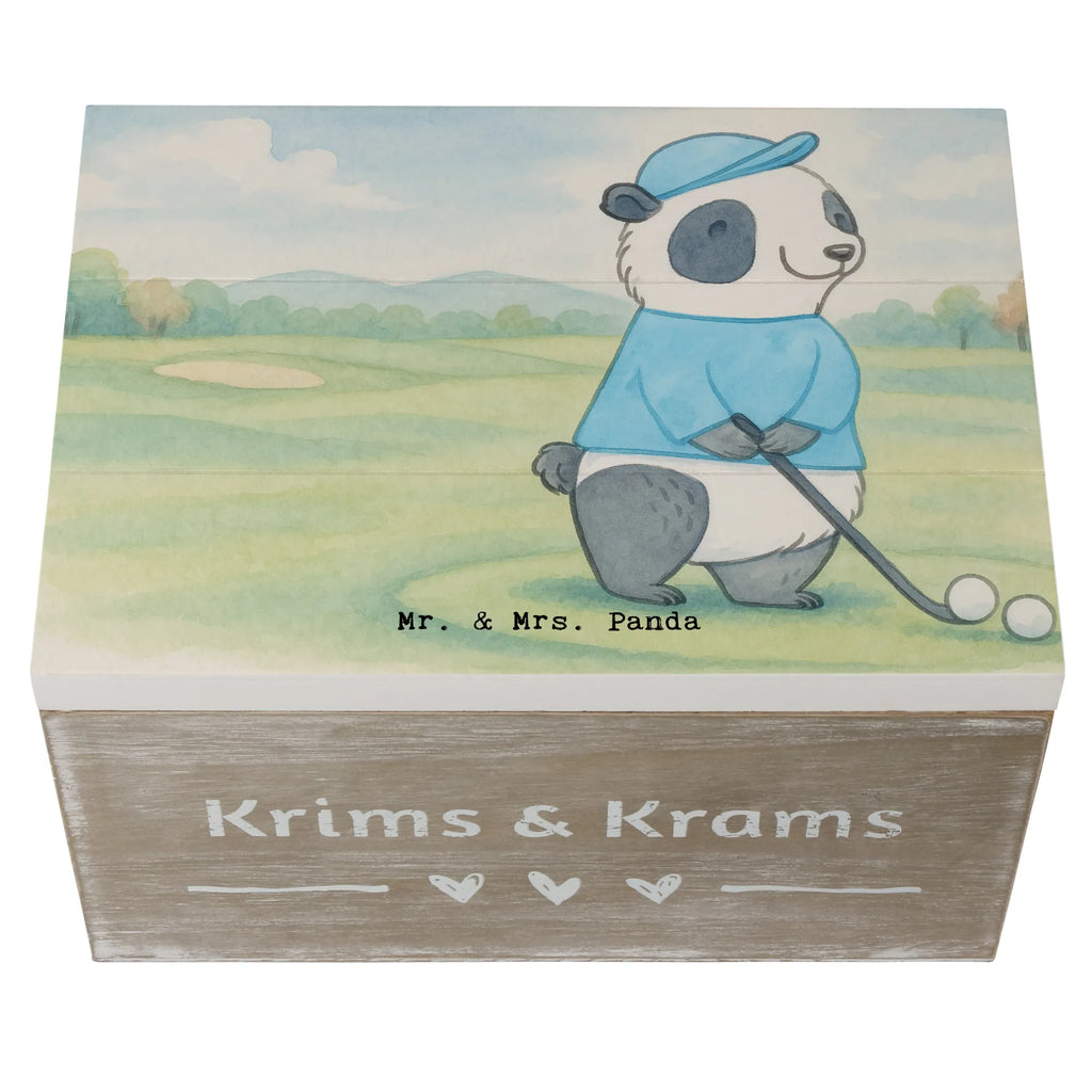 Holzkiste Panda Golfen Design Geschenkbox, Erinnerungskiste, XXL, Geschenkdose, Dekokiste, Kiste, Truhe, Aufbewahrungsbox, Schatulle, Schatzkiste, Erinnerungsbox, Holzkiste, Geschenk, Sport, Sportart, Hobby, Schenken, Danke, Dankeschön, Auszeichnung, Gewinn, Sportler, Golf spielen, Golfturnier, Golf Verein, Golfplatz, Golfen