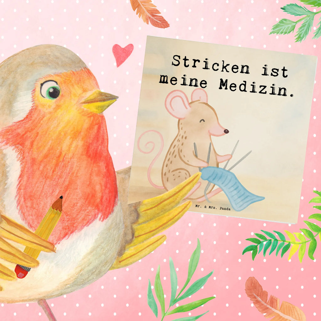 Deluxe Karte Maus Stricken Design Karte, Hochwertige Klappkarte, Klappkarte, Geburtstagskarte, Einladungskarte, Hochwertige Grußkarte, Hochzeitskarte, Grußkarte, Glückwunschkarte, Geschenk, Sport, Sportart, Hobby, Schenken, Danke, Dankeschön, Auszeichnung, Gewinn, Sportler, DIY, Stricken