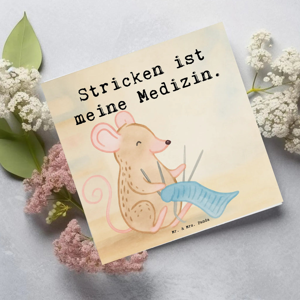 Deluxe Karte Maus Stricken Design Karte, Hochwertige Klappkarte, Klappkarte, Geburtstagskarte, Einladungskarte, Hochwertige Grußkarte, Hochzeitskarte, Grußkarte, Glückwunschkarte, Geschenk, Sport, Sportart, Hobby, Schenken, Danke, Dankeschön, Auszeichnung, Gewinn, Sportler, DIY, Stricken