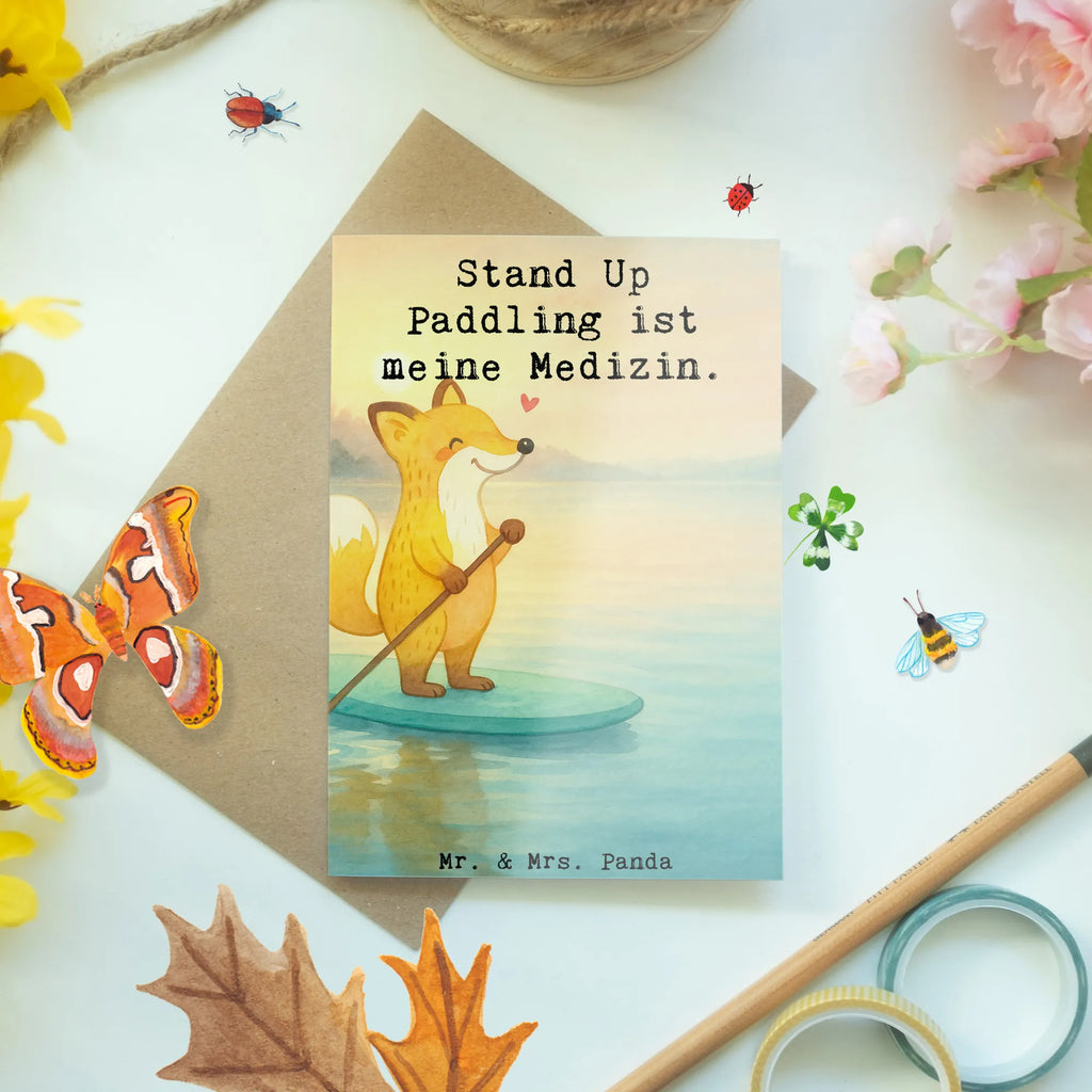 Grußkarte Fuchs Stand Up Paddling Design Karte, Hochzeitskarte, Glückwunschkarte, Einladungskarte, Klappkarte, Grußkarte, Ansichtskarten, Geburtstagskarte, Geschenk, Sport, Sportart, Hobby, Schenken, Danke, Dankeschön, Auszeichnung, Gewinn, Sportler, Paddle Boarding, SUB, Stand Up Paddling, Stand up paddle, subben