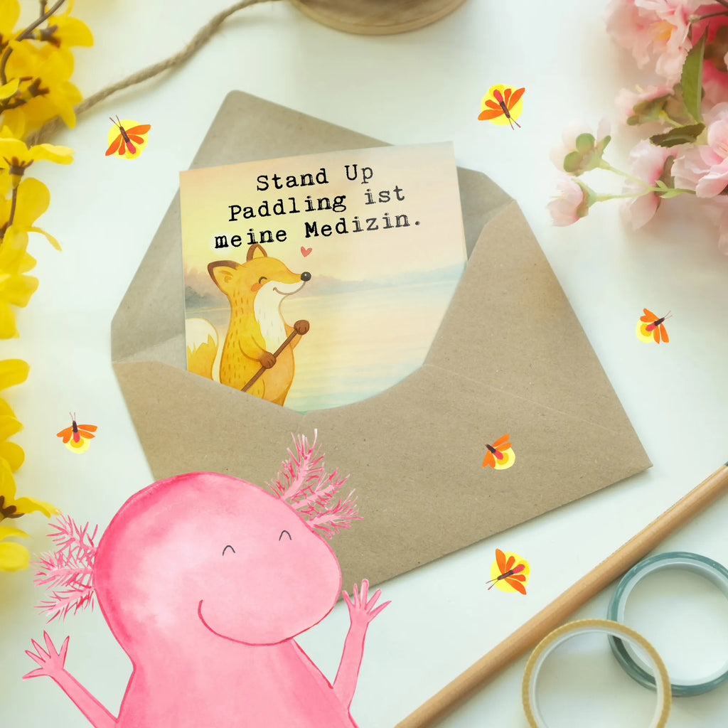 Grußkarte Fuchs Stand Up Paddling Design Karte, Hochzeitskarte, Glückwunschkarte, Einladungskarte, Klappkarte, Grußkarte, Ansichtskarten, Geburtstagskarte, Geschenk, Sport, Sportart, Hobby, Schenken, Danke, Dankeschön, Auszeichnung, Gewinn, Sportler, Paddle Boarding, SUB, Stand Up Paddling, Stand up paddle, subben
