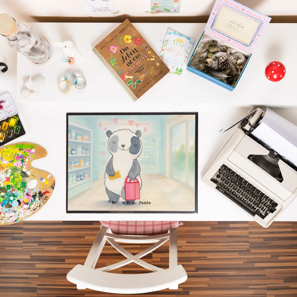 Schreibtischunterlage Panda Shopping Design Schreibtischunterlage Groß, Bürobedarf, Büroartikel, Schreibunterlage, Schreibwaren, Schreibtisch Unterlagen, Schreibtischauflage, Geschenk, Sport, Sportart, Hobby, Schenken, Danke, Dankeschön, Auszeichnung, Gewinn, Sportler, einkaufen, shoppen, Shopping