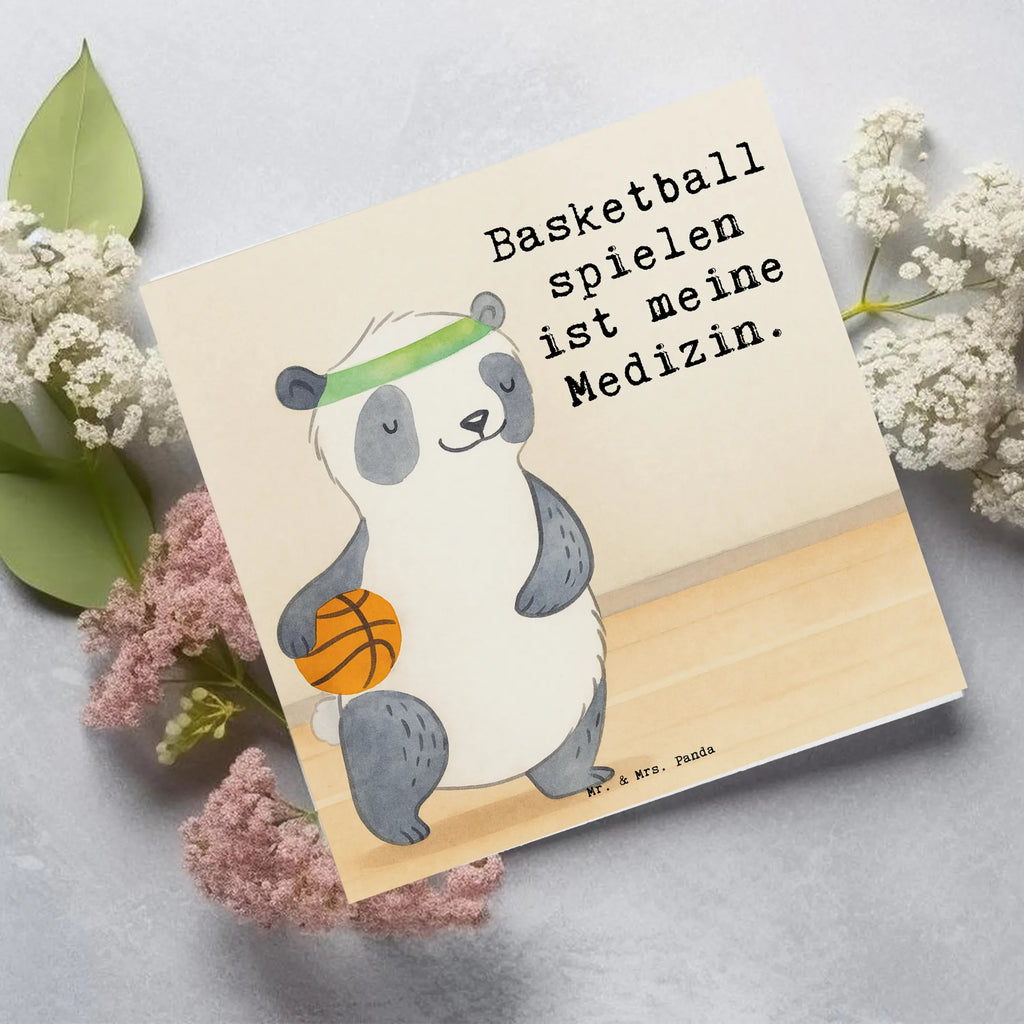 Deluxe Karte Panda Basketball Design Klappkarte, Grußkarte, Hochwertige Klappkarte, Karte, Hochzeitskarte, Hochwertige Grußkarte, Glückwunschkarte, Einladungskarte, Geburtstagskarte, Geschenk, Sport, Sportart, Hobby, Schenken, Danke, Dankeschön, Auszeichnung, Gewinn, Sportler, Basketball, Basketballplatz, Basketball Verein, Basketball Verband