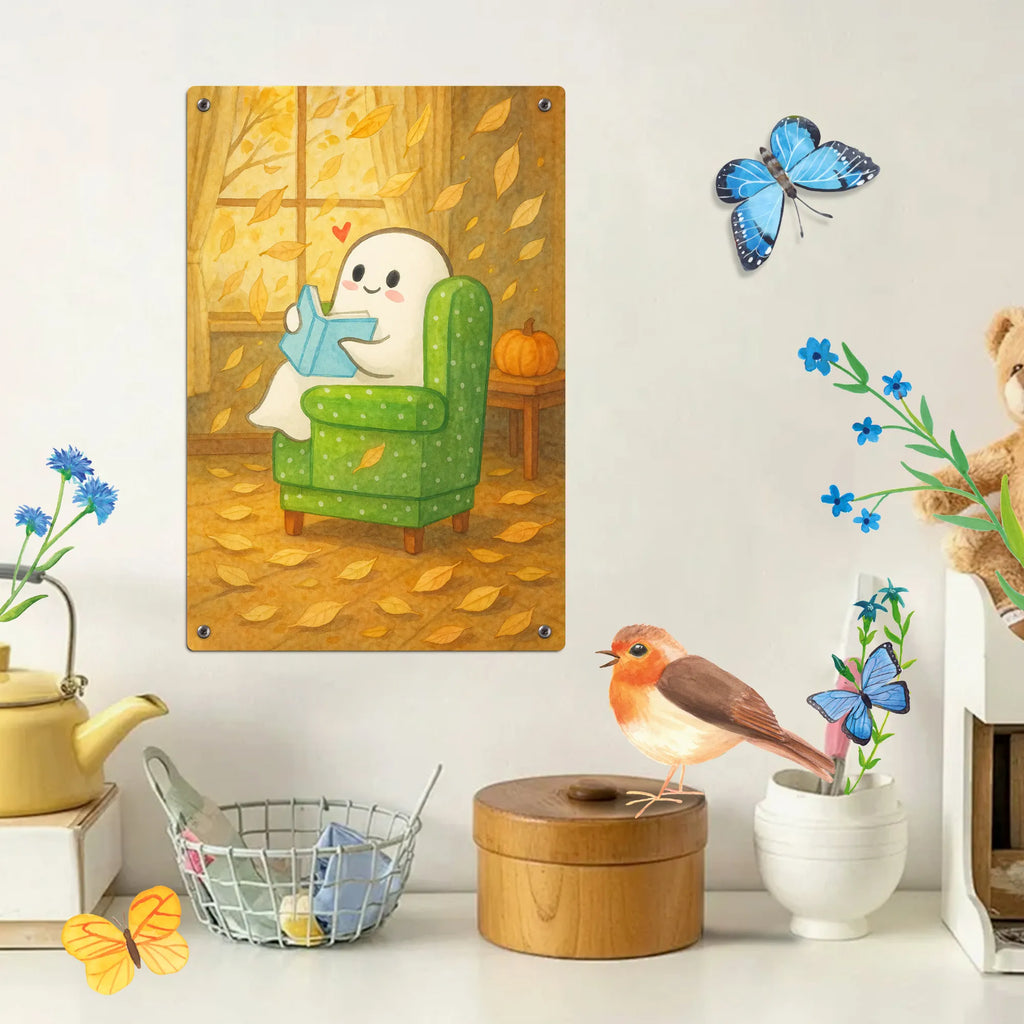 Metalowy szyld do malowania po numerach duch książka Design Halloween, dekoracje, Martinssingen, dekoracja, prezenty, dawanie