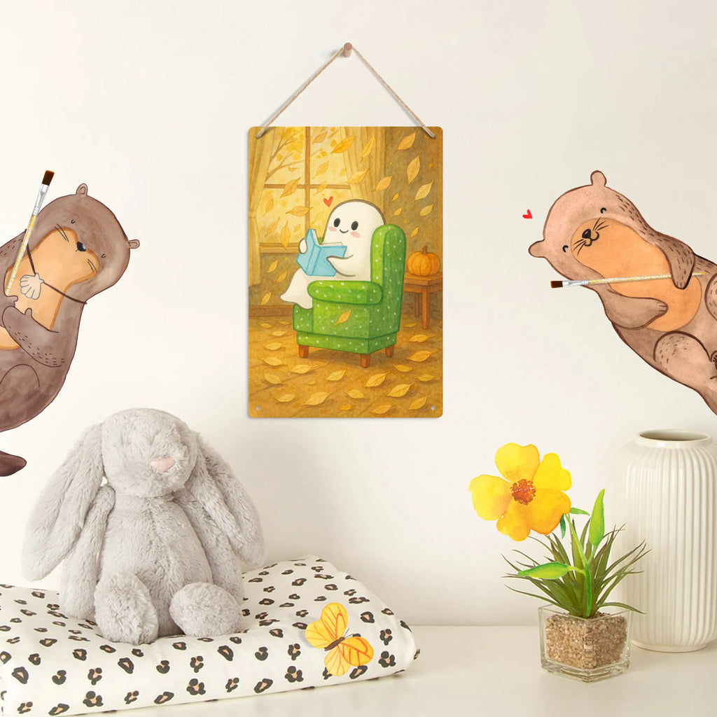 Metalowy szyld do malowania po numerach duch książka Design Halloween, dekoracje, Martinssingen, dekoracja, prezenty, dawanie