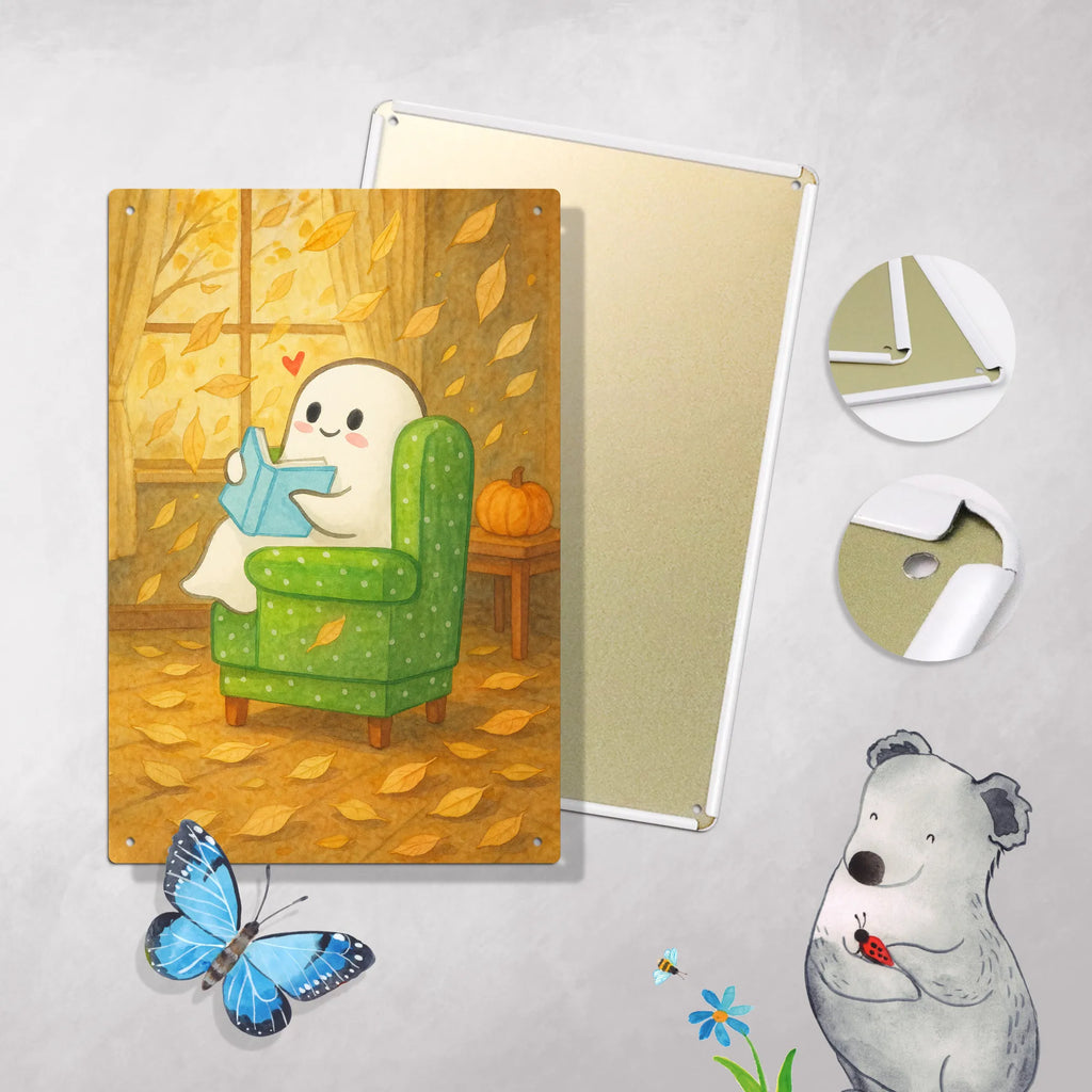 Metalowy szyld do malowania po numerach duch książka Design Halloween, dekoracje, Martinssingen, dekoracja, prezenty, dawanie