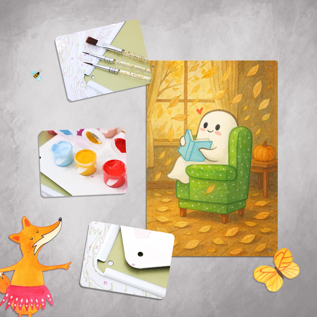 Metalowy szyld do malowania po numerach duch książka Design Halloween, dekoracje, Martinssingen, dekoracja, prezenty, dawanie