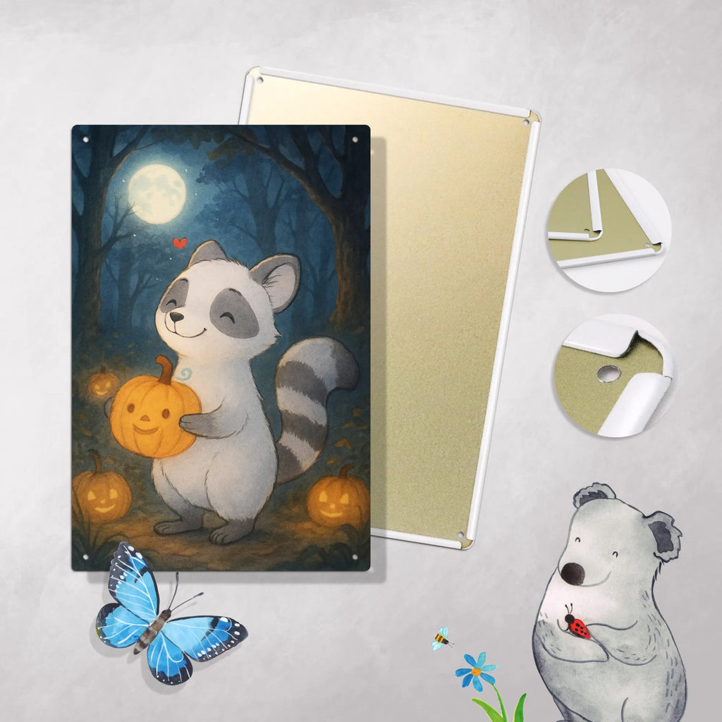 Malen nach Zahlen Metallschild Waschbär Kürbis Design Malen, Kunstwerk, Baseln, DIY, Bastelidee, Kreativität, Ausmalbild, Malen nach Zahlen, Künstler, Halloween, Deko, Martinssingen, Dekoration, Geschenke, Schenken, Waschbär, Kürbis, Halloween Deko, Süßes sonst gibt's saures, Trick or Treat