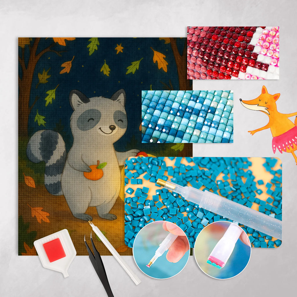 Diamond Painting Raccoon Lantern Design Halloween, decoration, Martin singing, decor, gifts, giving