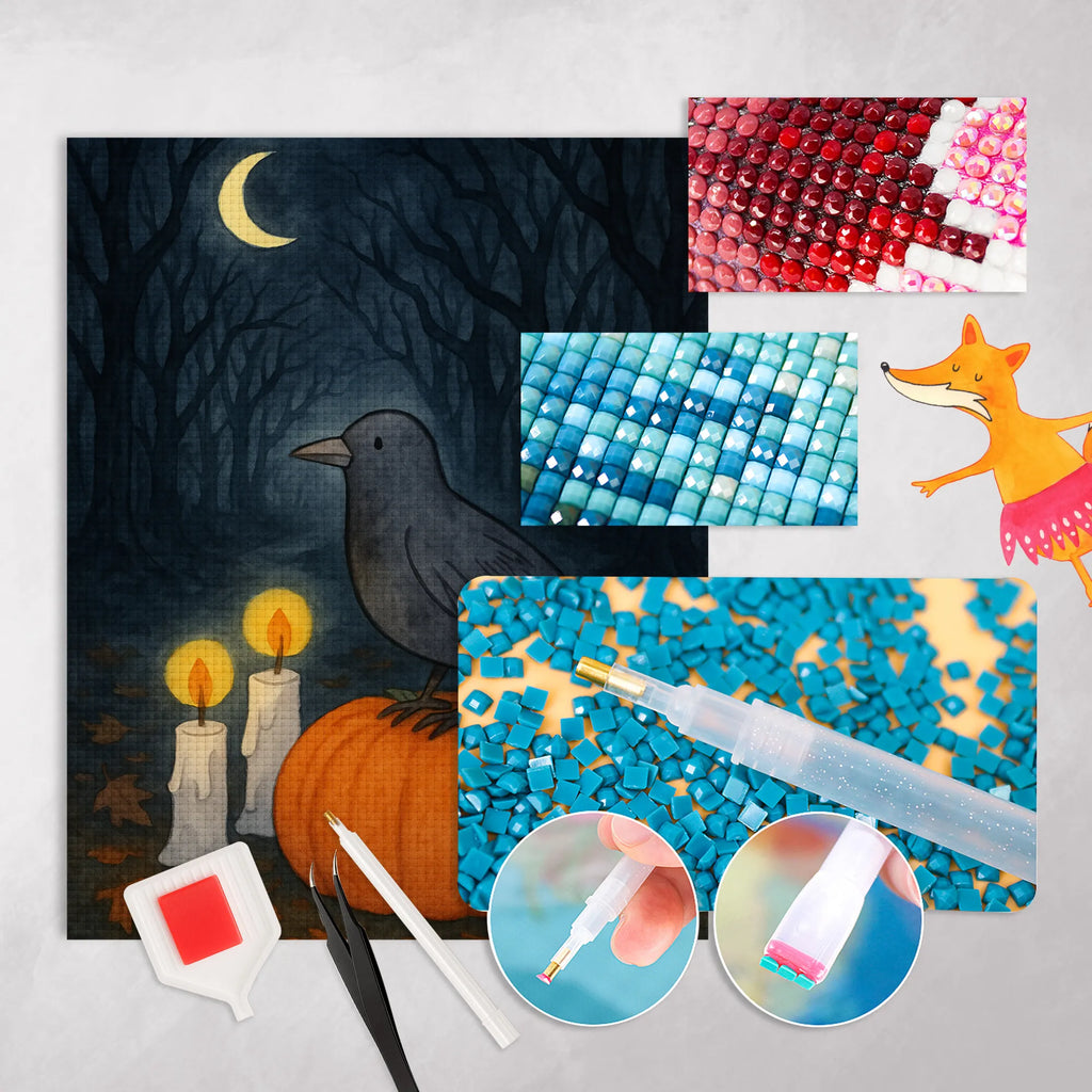 Diamond Painting Crow Halloween Design Halloween, decoration, Martin singing, decor, gifts, giving