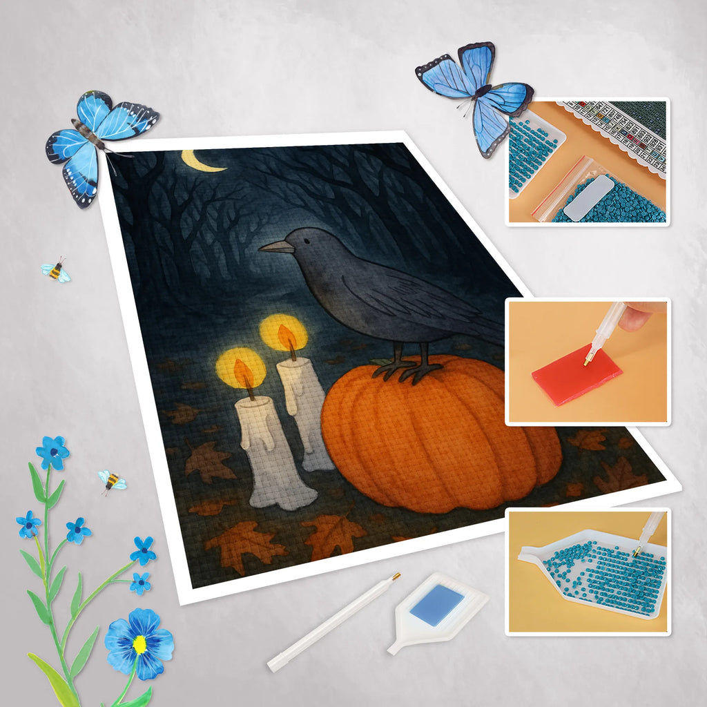 Diamond Painting Crow Halloween Design Halloween, decoration, Martin singing, decor, gifts, giving