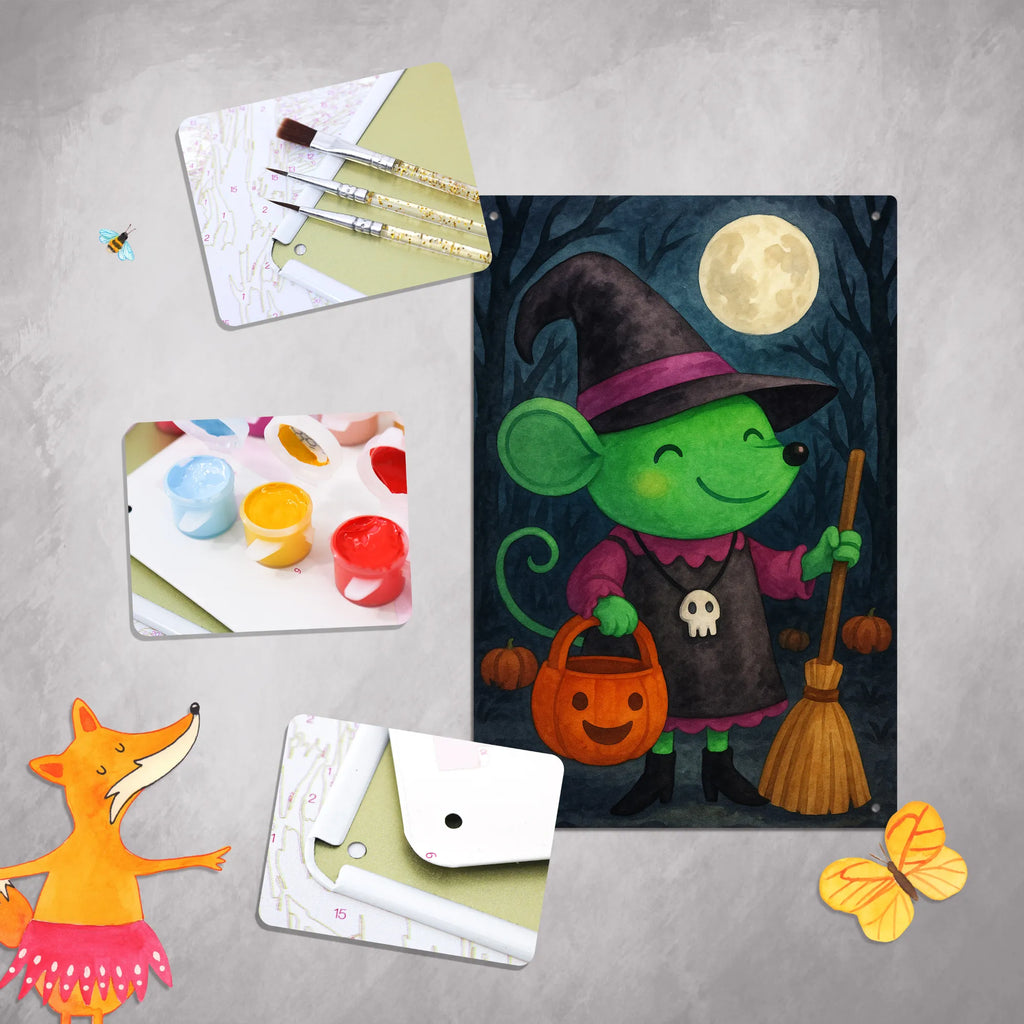 Paint by Numbers Metal Sign Mouse Witch Design Halloween, decoration, Martin singing, decor, gifts, giving
