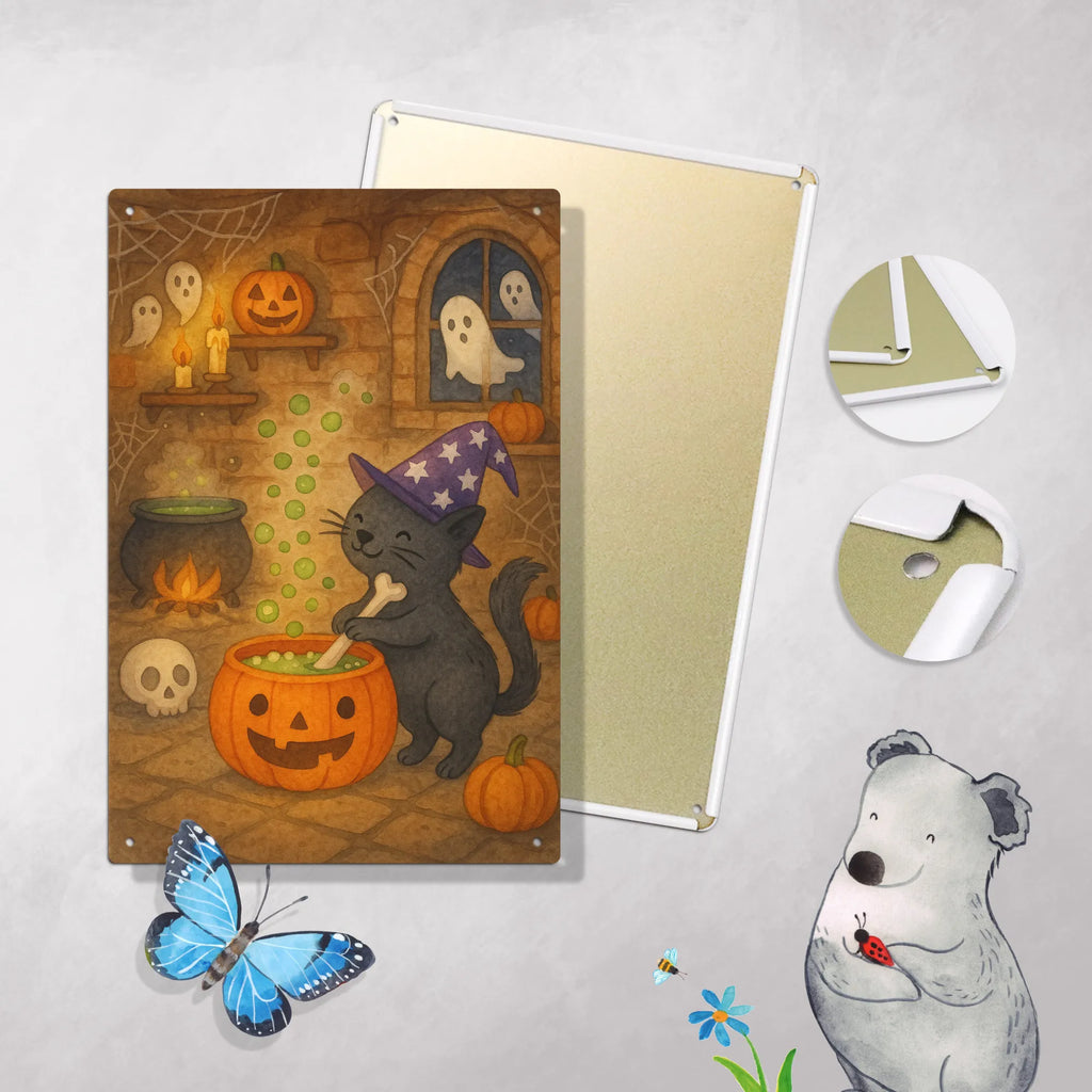 Malen nach Zahlen Metallschild Kater Hexenkessel Design DIY, Malen, Kunstwerk, Bastelidee, Baseln, Kreativität, Malen nach Zahlen, Ausmalbild, Künstler, Halloween, Deko, Martinssingen, Dekoration, Geschenke, Schenken, Kater, Zaubern, Hexe, Zaubertrank, Hexenkessel