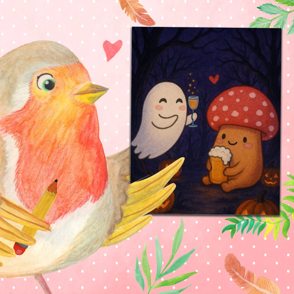 Paint by Numbers Ghost Cheers Design Bastelidee, Malen nach Zahlen, Kreativität, Baseln, DIY, Künstler, Ausmalbild, Kunstwerk, Malen, Halloween, Deko, Martinssingen, Dekoration, Geschenke, Schenken, Sekt, Fliegenpilz, Bier, Gespenst, Pils