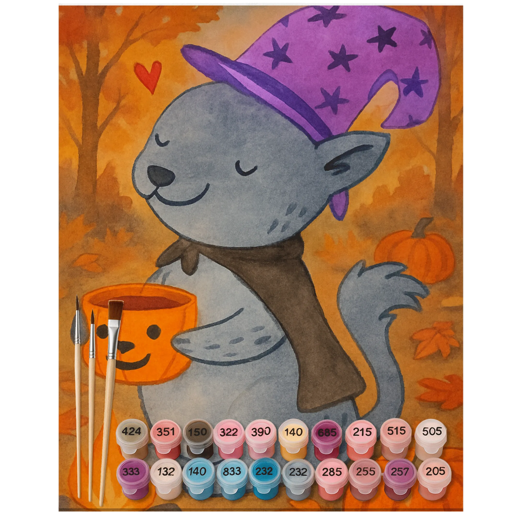 Malowanie według numerów Kot Kawa Design Halloween, dekoracje, Martinssingen, dekoracja, prezenty, dawanie