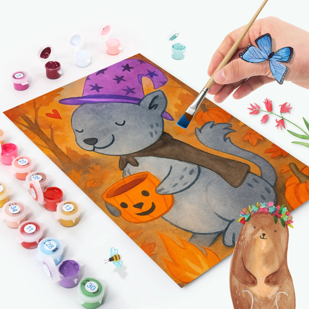 Malowanie według numerów Kot Kawa Design Halloween, dekoracje, Martinssingen, dekoracja, prezenty, dawanie