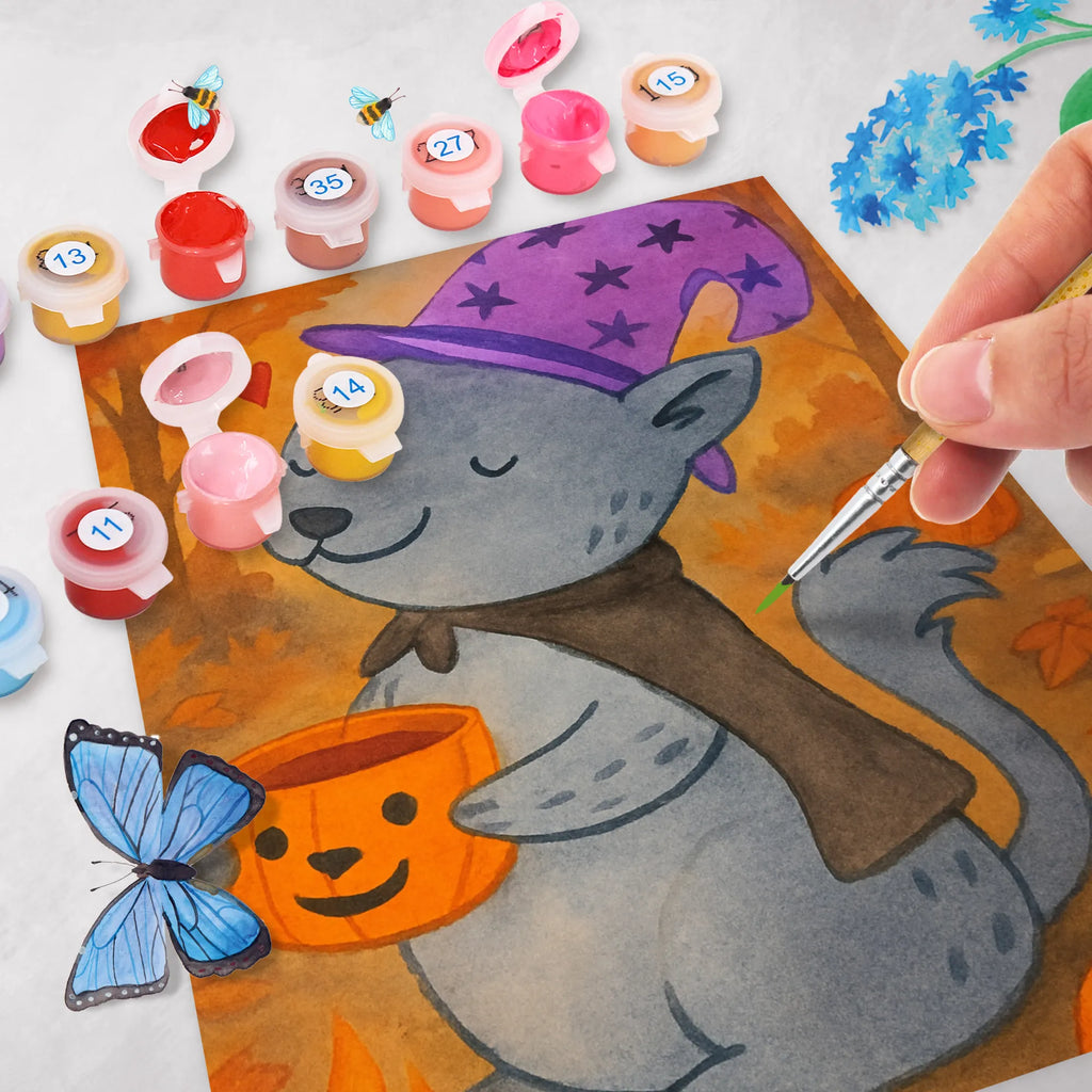 Malowanie według numerów Kot Kawa Design Halloween, dekoracje, Martinssingen, dekoracja, prezenty, dawanie