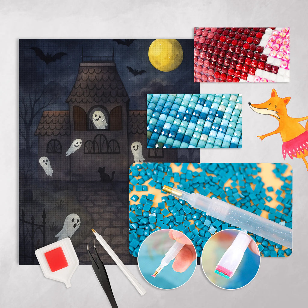 Diamond Painting Ghosts Villa Design Halloween, decoration, Martin singing, decor, gifts, giving