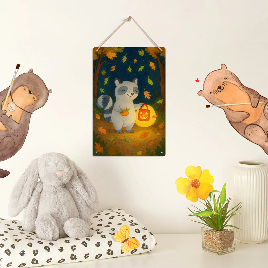 Paint by Numbers Metal Sign Raccoon Lantern Design Halloween, decoration, Martin singing, decor, gifts, giving