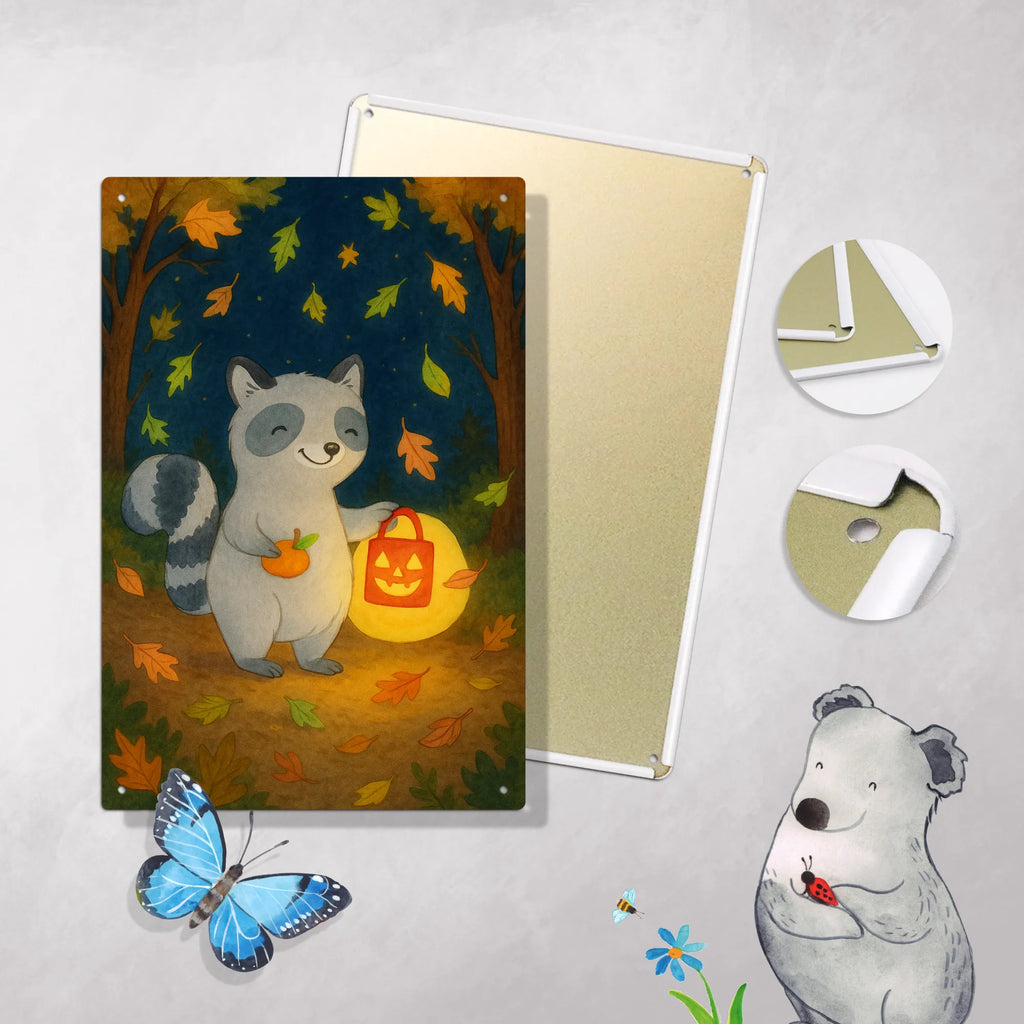 Paint by Numbers Metal Sign Raccoon Lantern Design Halloween, decoration, Martin singing, decor, gifts, giving