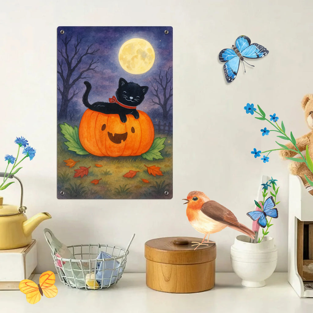 Paint by Numbers Metal Sign Black Cat Design Halloween, decoration, Martin singing, decor, gifts, giving