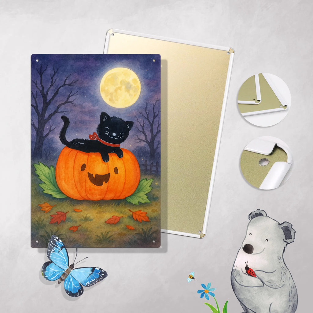 Paint by Numbers Metal Sign Black Cat Design Halloween, decoration, Martin singing, decor, gifts, giving