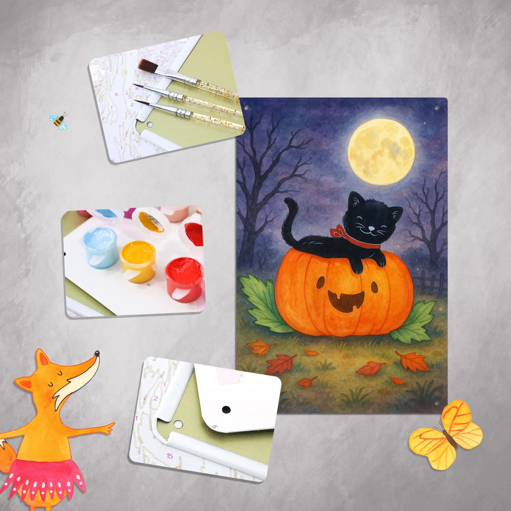 Paint by Numbers Metal Sign Black Cat Design Halloween, decoration, Martin singing, decor, gifts, giving