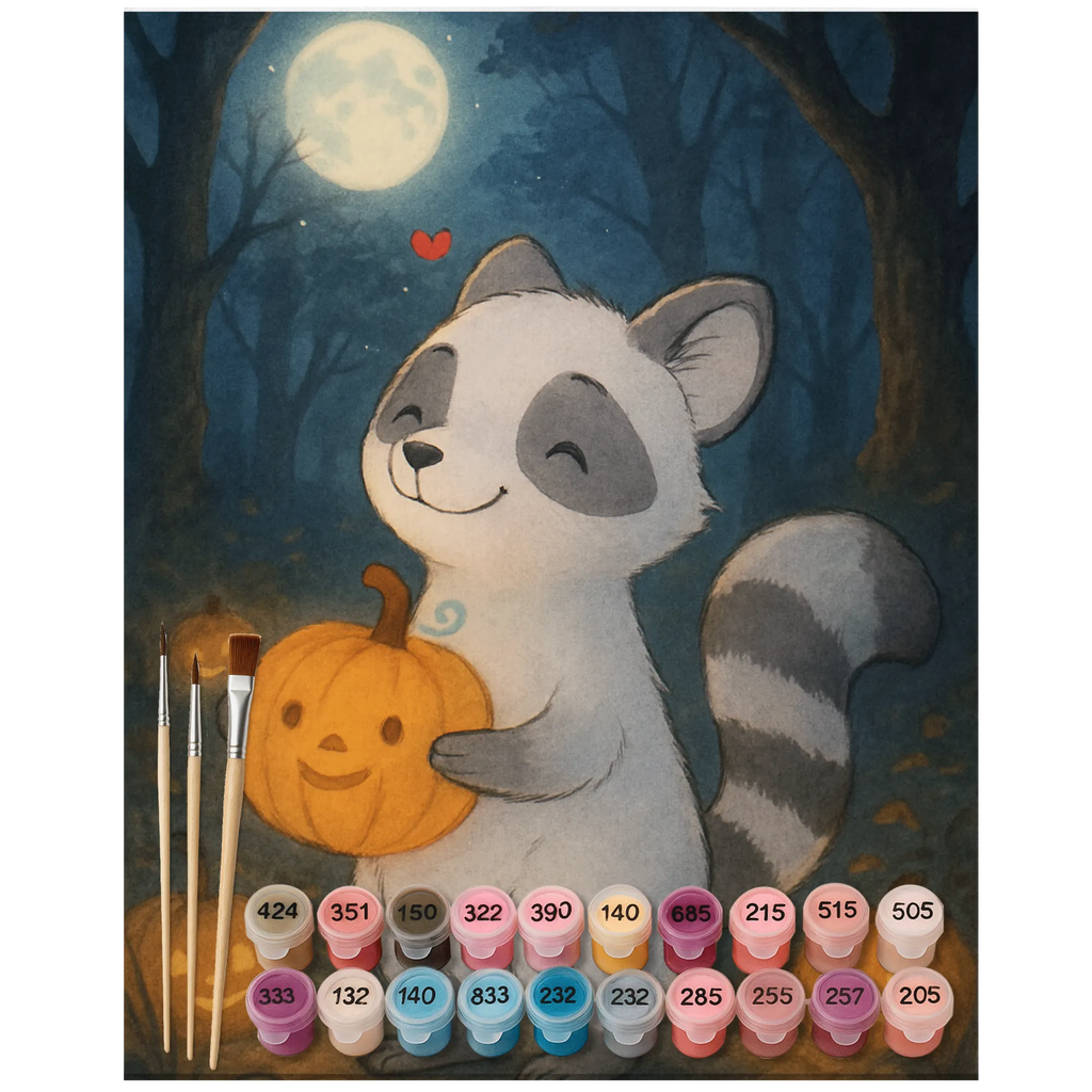 Malowanie według numerów szop pracz dynia Design Halloween, dekoracje, Martinssingen, dekoracja, prezenty, dawanie