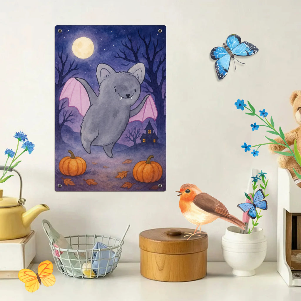 Paint by Numbers Metal Sign Bat Frighten Design Halloween, decoration, Martin singing, decor, gifts, giving